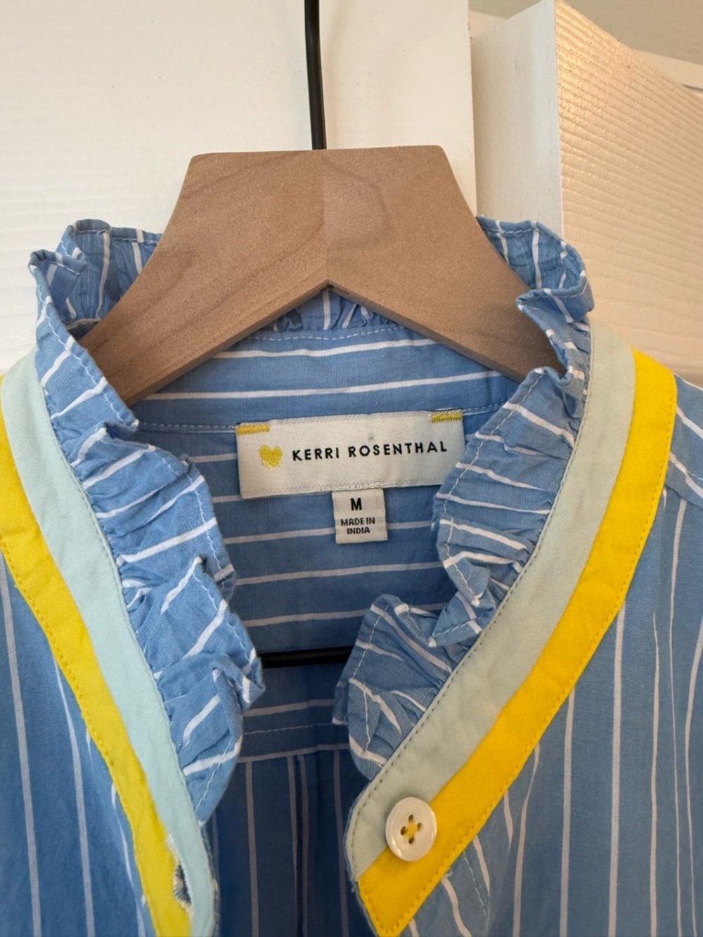 KERRI ROSENTHAL MIA STRIPED RUFFLE SHIRT NWOT M - Picture 4 of 11